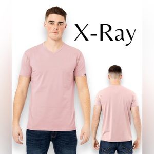 X RAY Men's Soft Cotton Solid Slim Fit Stretch Short Sleeve V-Neck T-Shirt, Fa